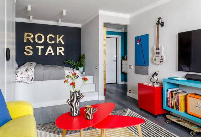 Căn hộ 35m2 đẹp mãn nhãn với nội thất nhiều màu sắc